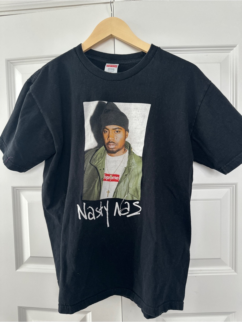 Supreme Black Tee with Nas